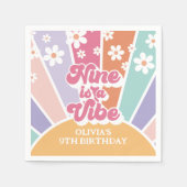 Nine ist eine Vibe Retro Sunshine Rainbow Daisy Serviette (Vorderseite)