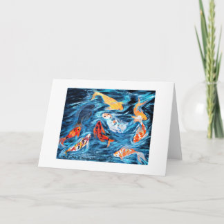 Nine Koi Fish. Greeting Card Karte