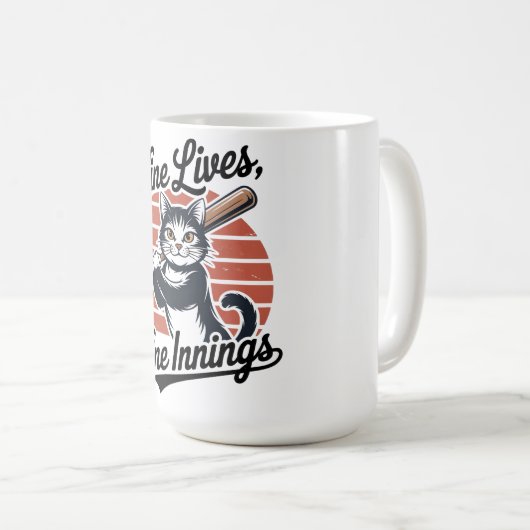 Nine Lives Nine Innings Baseball Cat  Kaffeetasse (VorderseiteRechts)