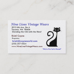 Nine Lives Vintage Wears Logo Katze Visitenkarte