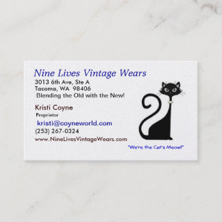 Nine Lives Vintage Wears Logo Katze Visitenkarte