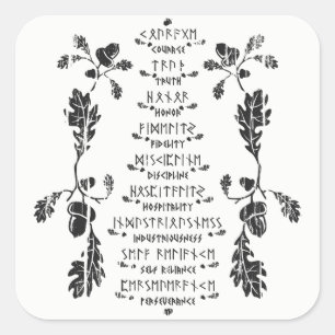 Nine Noble Tugendaufkleber Quadratischer Aufkleber