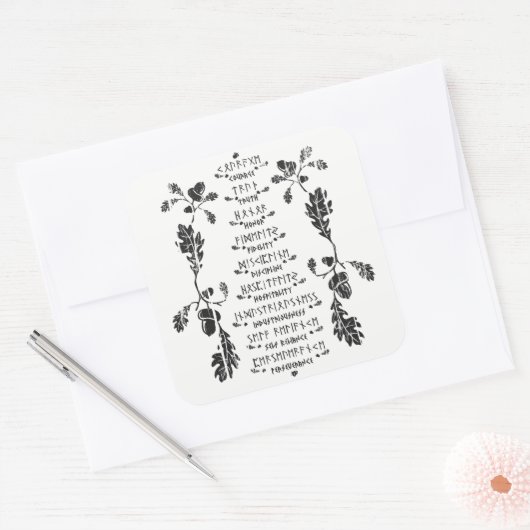 Nine Noble Tugendaufkleber Quadratischer Aufkleber (Umschlag)