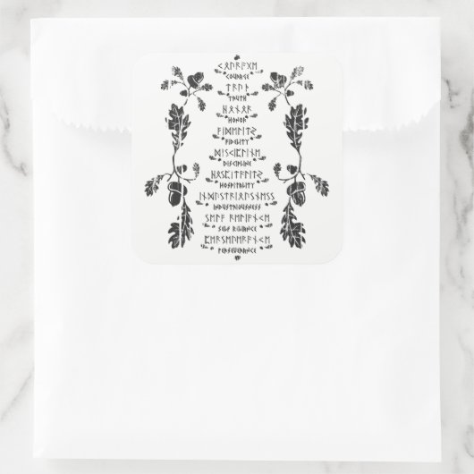 Nine Noble Tugendaufkleber Quadratischer Aufkleber (Tasche)