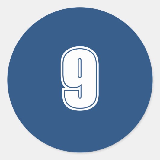 Nine Planung liefert einfache 9 Marine weiß Runder Aufkleber (Vorderseite)