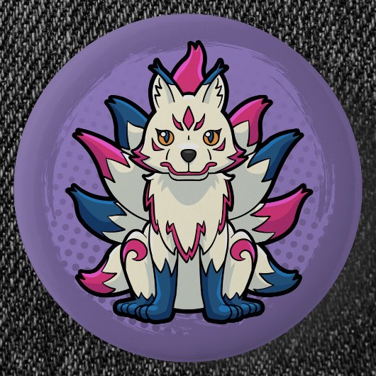 Nine-Tailed Fox- Yokai Kitsune Button