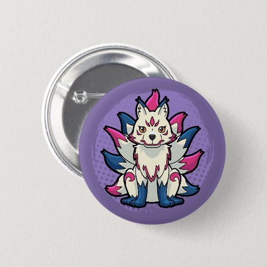 Nine-Tailed Fox- Yokai Kitsune Button (Vorne & Hinten)