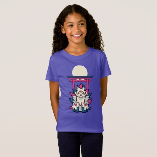 Nine-Tailed Kitsune Fox- Fun Yokai T-Shirt (Vorne ganz)