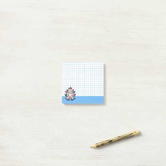 Nine-Tailed Kitsune- Japanese Fox Yokai Blue Grid Post-it Klebezettel (Auf Schreibtisch)