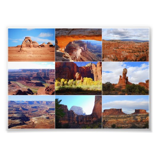Nine Utah Sehenswürdigkeiten Collage Fotodruck (Vorne)