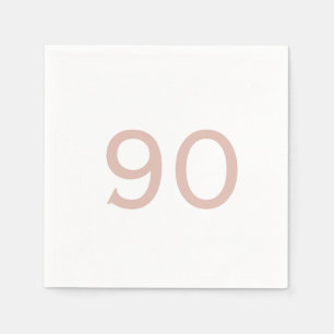 Ninetieth Birthday Blush Number White Cocktail Serviette