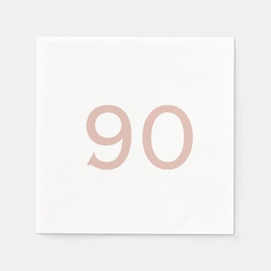Ninetieth Birthday Blush Number White Cocktail Serviette (Vorderseite)