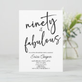 Ninety & Fabulous Minimal 90th Birthday Party Einladung (Stehend Vorderseite)