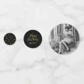 Ninety Gold & Black Confetti 90th Birthday Party Konfetti (Rückseiten)