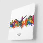 Ningbo China Skyline Quadratische Wanduhr (Winkel)