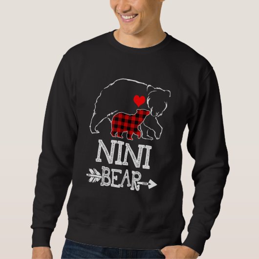 Nini Bear Buffalo Karierte Weihnachtsfamilie Pajam Sweatshirt (Vorderseite)