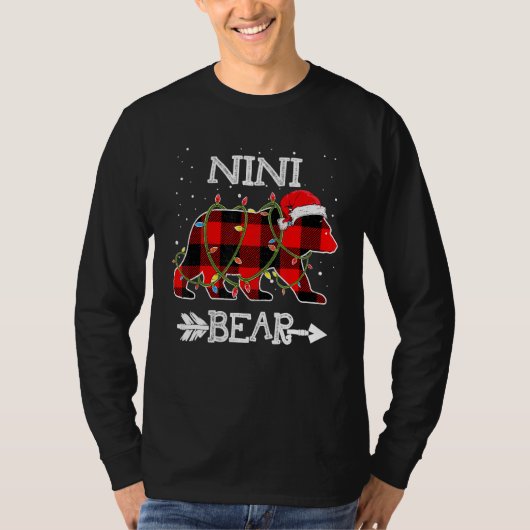 Nini Bear, Red Buffalo Karierte Mama Bear Pajama T-Shirt (Vorderseite)