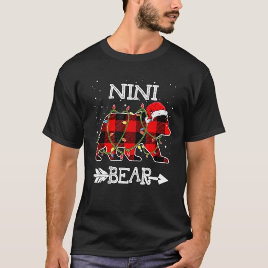 Nini Bear, Red Buffalo Karierte Mama Bear Pajama T-Shirt (Vorderseite)