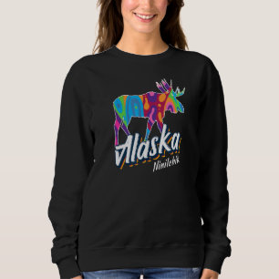 Ninilchik Alaska Usa Colorful Moose Art Vacation S Sweatshirt