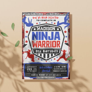 Ninja Athletic Warrior Geburtstagsparty Einladung