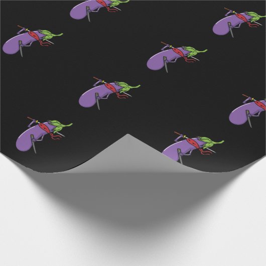 Ninja Aubergine mit Schwert Geschenkpapier (Ecke)