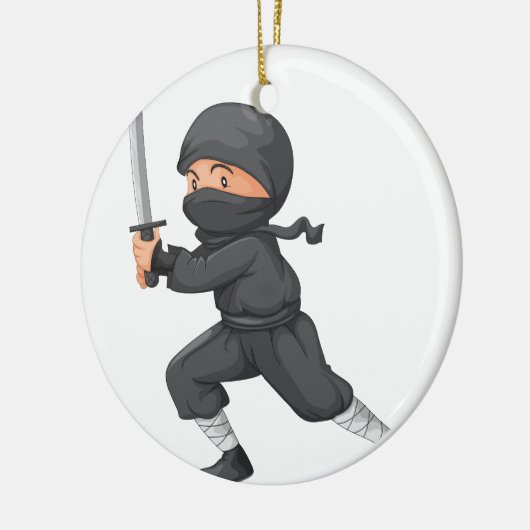 Ninja auf Weiß Keramikornament (Links)