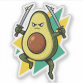 Ninja-Avocado-Cartoon – Lustiger Fruchtkrieger-Vek Aufkleber (Vorderseite)