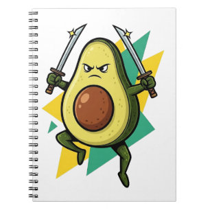 Ninja-Avocado-Cartoon – Lustiger Fruchtkrieger-Vek Notizblock