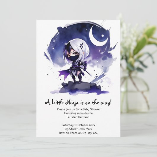 Ninja Baby Shower Adventure: Stealthy Einladung (Stehend Vorderseite)