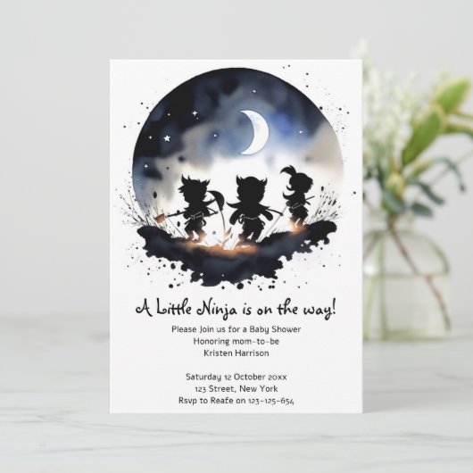 Ninja Baby Shower Einladung (Stehend Vorderseite)