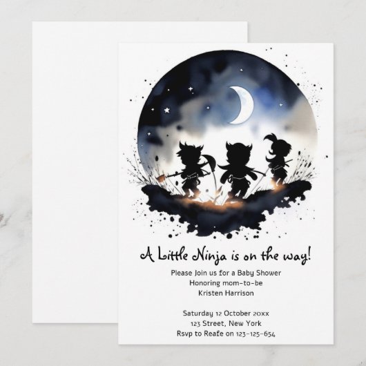 Ninja Baby Shower Einladung (Vorne/Hinten)