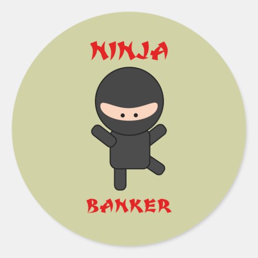 Ninja Banker Runder Aufkleber (Vorderseite)