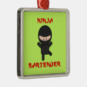 Ninja Barkeeper Silbernes Ornament (Rechts)
