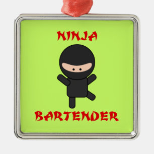 Ninja Barkeeper Silbernes Ornament