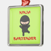Ninja Barkeeper Silbernes Ornament (Links)