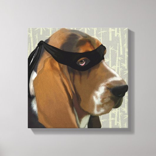 Ninja Basset Hound Dog Leinwanddruck (Vorderseite)