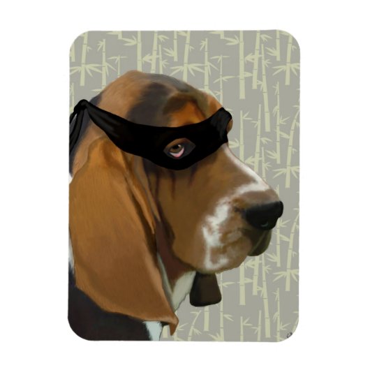 Ninja Basset Hound Dog Magnet (Vertikal)