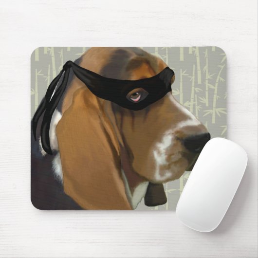 Ninja Basset Hound Dog Mousepad (Mit Mouse)