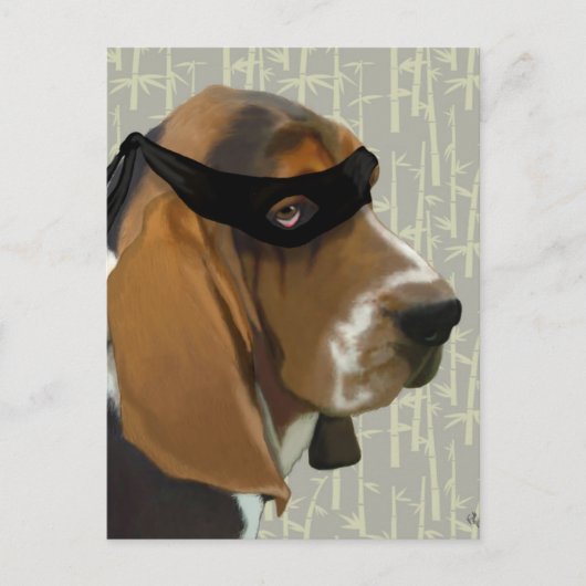Ninja Basset Hound Dog Postkarte (Vorderseite)