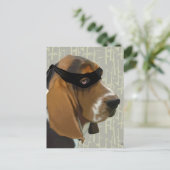 Ninja Basset Hound Dog Postkarte (Stehend Vorderseite)