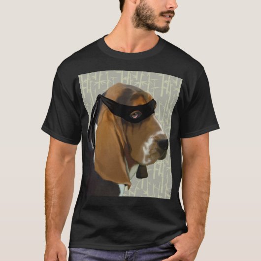 Ninja Basset Hound Dog T-Shirt (Vorderseite)