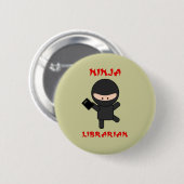 Ninja Bibliothekar mit Buch Button (Vorne & Hinten)