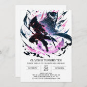 Ninja Birthday Adventure für Kinder Einladung (Vorne/Hinten)