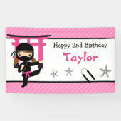 Ninja Birthday Banner Backdrop Girls Light Brown (Horizontal)