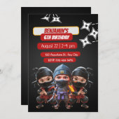 Ninja Birthday Bash: Fun & Stealth Party Einladung (Vorne/Hinten)