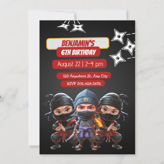Ninja Birthday Bash: Fun & Stealth Party Einladung
