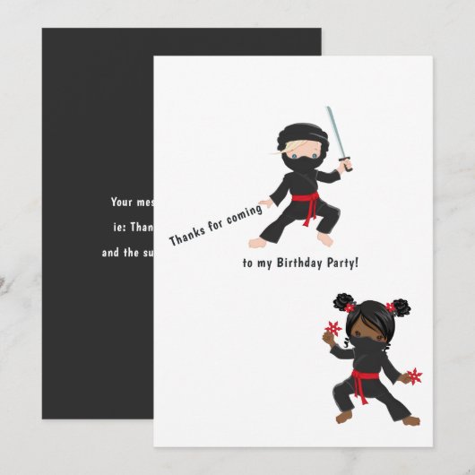 Ninja Birthday Dankeskarte (Vorne/Hinten)