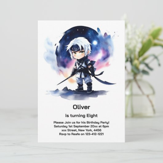 Ninja Birthday Einladung (Stehend Vorderseite)