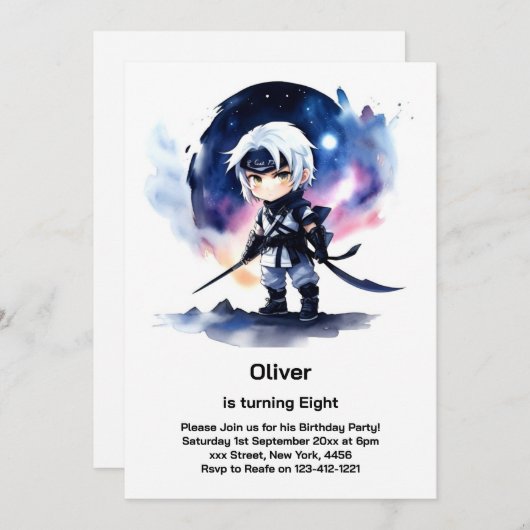 Ninja Birthday Einladung (Vorne/Hinten)