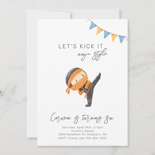 Ninja Birthday Einladung | Ninja-Party Einladung (Vorderseite)